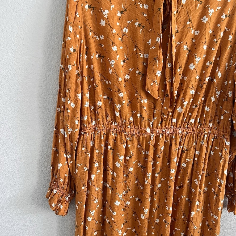 1X XL Floral Maxi Tiered Dress Cottagecore Boho Prairie Bow Ruffles Yellow - Picture 6 of 12